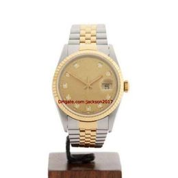 Weihnachtsgeschenk Hochwertige Armbanduhren Herrenuhr Edelstahl 18k Gelbgold Uhr 16233 36mm215v