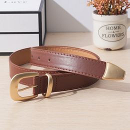 New women's belt retro belt gold three piece set with metal buckle belt fashionable matching jeans