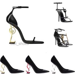 Women Luxury OPYUM Sandals Designer Stiletto Heels Patent Leather Gold Black Nuedes Red Lady Fashion Party Wedding Office high heel