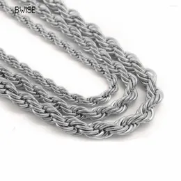 Chains Bwise 2mm-7mm Rope Chain Necklace Stainless Steel Never Fade Waterproof Choker Men Women Jewellery Silver Colour Gift