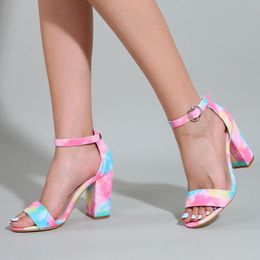 Sandals Thick Heel Shoes Fashion Color Buckle Super High Heels Womens Wedges Plaid For Women