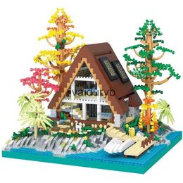 Blocks Creative Centre Log Cabin Building DIY City House Model Constructor Micro Christmas Bricks Toys for ldren Giftvaiduryb