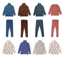 Clothing Sets 2024 Autumn And Winter Homewear Suit Boys Girls Cotton T-shirt Long-sleeved Leggings Pajama Set