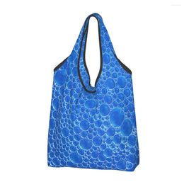 Shopping Bags Blue Bubbles Women's Casual Shoulder Bag Large Capacity Tote Portable Storage Foldable Handbags