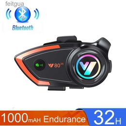 Walkie Talkie Y80 Bluetooth Helmet Intercom Motorcycle Headset Wireless Handsfree Call Kit Waterproof Interphone Noise Reduction Comunicador YQ240130