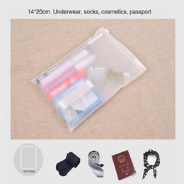 Matte frosted travel storage custom size pouches sealed waterproof transparent bags for clothing12888