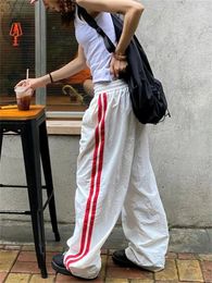 Women's Pants Deeptown Y2K Vintage White Sweatpants Women Streetwear Hippie Quick Dry Jogger Oversize American Retro Side Striped Track