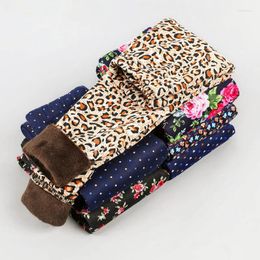 Trousers Autumn Winter Baby Girls Leggings Thick Warm Dot Pants Kids Girl Leopard Velvet Children Vintage Flowers KF042