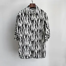 Men's Casual Shirts 2024 Summer Fashion Trend Leopard Print Half Sleeve Oversize Loose Fitting Light Mature Ruffian Handsome Style Shirt