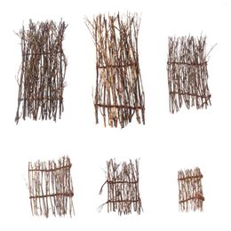 Garden Decorations 6 PCS Natural Purple Bamboo Fence Ornament Micro Landscape Decor Mat Adornment Desktop Bonsai Landscaping Small