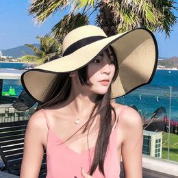 Wide Brim Hats Summer Korean Version Of Trendy Straw Hat Foldable Beach Sun Protection Large Women's