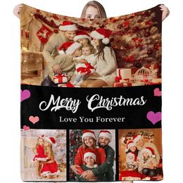 Custom with Photos Text Customized Blanket Personalized photo Collage Memorial Gifts Christmas Birthday Blankets for Family Friends Pets Mom Dad Wife Husband