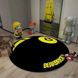 Carpet Simple Black eight round carpet Bedroom bearbrick Billiards round black 8 pool table mat dirt resistant carpet floor