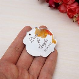 30pcs Personalised Engraved Name Date Custom Mirror Wedding Tags Favour Gift Tag Fancy Oval Shape Tags Party Decor Favours 200929269O