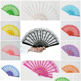 Party Favour Folding Hand Fan Single Side Lace 11 Colours Summer Chinese/Spanish Style Dance Fans Drop Delivery Home Garden Festive Su Dh8Vq