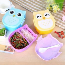 Dinnerware Portable Owl Lunch Box Cartoon Microwave Food-Safe Plastic Food Picnic Container For Children Kids School Office Bento