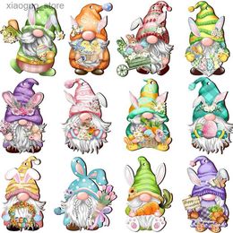 Other Event Party Supplies 12pcs Easter Wooden Ornament Spring Noface Rabbit Hanging Pendants for 2024 Happy Easter Tree Decoration Kids Gifts Wrapping 240130