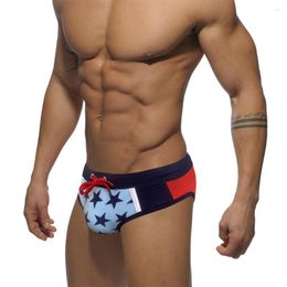 Men's Swimwear Mens Swim Briefs Pouch Pad Enhancer Star Patchwork Swimsuit Sexy Low Waist Sport Beach Board Surfing Bathing Suit