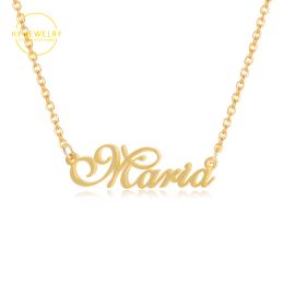 Necklace Personalized Name Necklace Handmade Customized Cursive Font Nameplate Pendant Stainless Steel Chain Charm Jewelry Birthday Gifts