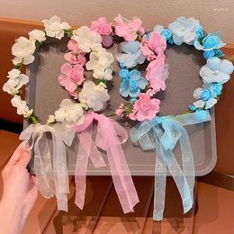 Hair Accessories Floral Wreath Adjustable Ribbon Flowers Leaves Headbands Girls Flower Crown Bridal Halo Bohemia Garland Children Headpiece