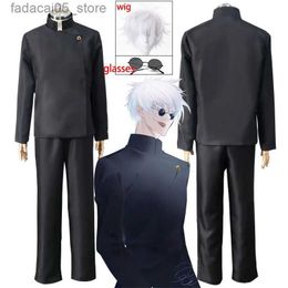 Theme Costume Anime Jujutsu Kaisen Gojo Satoru Cosplay Come Glasses High School Uniform Wig Suit Halloween Come Men Adult Q240130