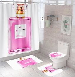 Designer Luxury Shower Curtain Four-Piece Bathroom Waterproof Curtain Non-Slip Floor Mat Toilet Mat Bathroom Supplies