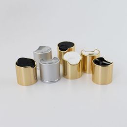 50pcs Gold Disc Top Caps With Aluminium Collar 24/410 Silver Lid Plastic Bottle Cap Push Pull Press Caps Lvmfx