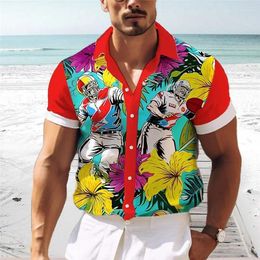 Men's Casual Shirts 2024 Fashion Summer Short Sleeve Shirt Hawaiian Vacation Digital Printed Four-Way Stretch Fabric