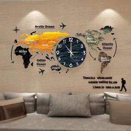 Unique Acrylic Wall Clock 3D DIY Large Hanging with Stickers Home Decorations 240123