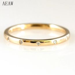 Rings 0.05ctw 1.3mm 5Stones Style CVD HPHT Lab Diamond Wedding Band Bezel Setting Round Diadmond Band Ring 14k Yellow Gold