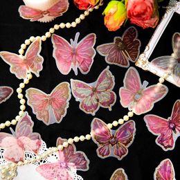 Gift Wrap 20 Pcs/Pack Scrapbooking Sticker Pack Stereo Laser Gold Art Shiny Butterfly Hand Tent Goo Card 6 Kinds