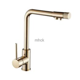 Kitchen Faucets Gold Purified Water Kitchen Faucets Crane Dual Handles Hot Cold Water Mixer Taps Pure Water Philtre Deck Mounted Faucet 240130