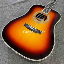 Custom Sunburst Solid Wood Dreadnought D-45AA Acoustic Guitar One pcs Neck