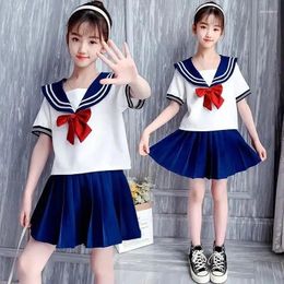 Clothing Sets Girls Summer Clothes Suit Children's Jk Uniform Skirt Performance Sailor Short Sleeve Pleated Two-Piece Set