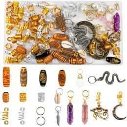 Beads 121pcs/lot Dreadlock Beads Loc Jewelry Hair Accessories for Braids Braid Clip in Hair Beads for Braids Tube Beads