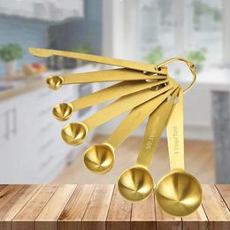 Measuring Tools 6Pcs/Set Spoon Useful Stainless Steel Cup Cozinha Coffee Spoons Tea Gold