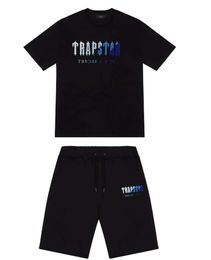 Mens Trapstar t Shirt Short Sleeve Print Outfit Chenille Tracksuit Black Cotton London Streetwear S-2XL 666