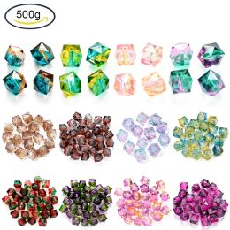 Components 500g 8mm 10mm Acrylic Beads Two Tone Transparent Spray Painted Loose Beads Polygon Beads for Jewellery Making Diy Handmade Bag