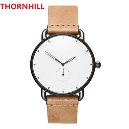 subdial work High quality mens watches quartz movement pilot watch chronometre wristwatch leather strap stainless steel case water239t