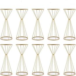 Party Decoration 10PCS Gold White Flower Stand 70CM 50CM Metal Road Lead Wedding Centerpiece Flowers Rack For Event218V