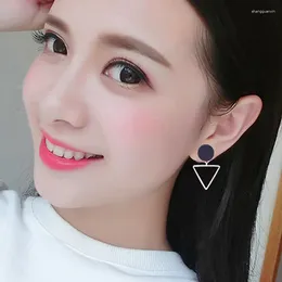 Dangle Earrings Simple Fashion Korean Asymmetric Black Geometric Acrylic Ear Studs Jewellery Cute Gifts For Girls Women