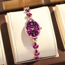 Wristwatches Women's Watches Light Luxury Diamond Inlaid For Clover Watch Waterproof Oval Ladies Fashion Quartz Bracelet Wristwatch