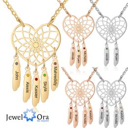 Necklaces Mothers Day Personalised 17 Kids Name Dreamcatcher Necklaces for Women Birthstone Pendant Birthday Gift for Grandma Nana
