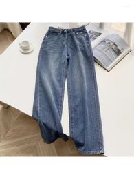 Women's Jeans 2024 Fashion Women Denim Pants Blue Wide Leg Cotton High Waist Casual Loose Trousers Office Ladies Woman Spring Autumn