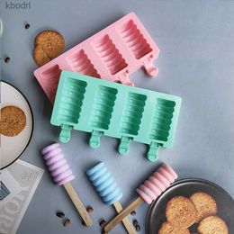 Ice Cream Tools 4 Holes Silicone Mould Summer Popsicle Mould Pop Maker Fruit Juice Freezer Tray Cake Baking YQ240130