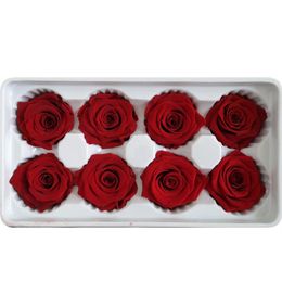 8pcs box High Quality Preserved Flowers Flower Immortal Rose 5cm Diameter Mothers Day Gift Eternal Life Flower Material Box234i