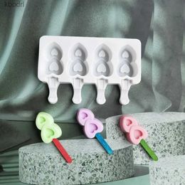 Ice Cream Tools 4-cavity Small Silicone Ice Cream Mold Love Shaped DIY Homemade Popsicle Moulds Dessert Ice Pop Lolly Maker Reusable Tools YQ240130