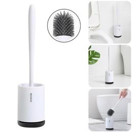 Silicone Toilet Brush Holder Sets Wc Wall Hanging Household Floor Standing Bathroom Cleaning Accessories Soft Bristles TPR Head Ba2609