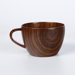 Mugs Natural Jujube Wooden Cup With Handgrip Coffee Tea Milk Travel Wine Beer For Home Bar 4296p