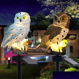 Garden Sets Owl Solar Light With Led Panel Fake Waterproof Ip65 Outdoor Powered Path Lawn Yard Lamps Decor T200117273R Drop Delivery Dhkhs